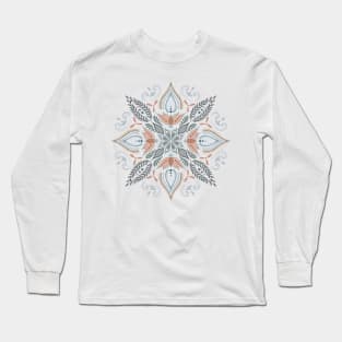 Teal and Orange Mandala black Long Sleeve T-Shirt